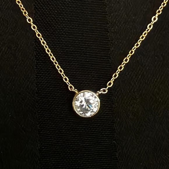 GRA Certified 2 Carat 2 Carat Moissanite 18k Gold Plated Over Sterling Necklace - Picture 2 of 6